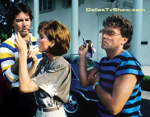 Victoria Principal hairstyle on Dallas behind the scenes