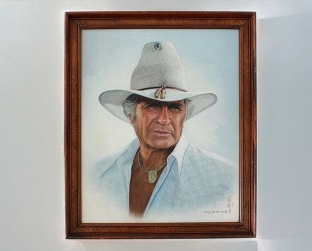 Jock Ewing portrait seen on Dallas